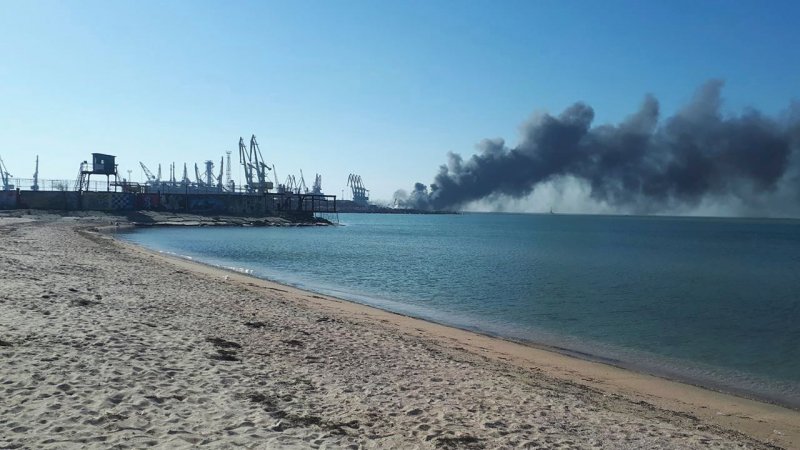 Russia Says Ukrainian Strike Sparked Fire at Key Azov Sea Port in Temryuk